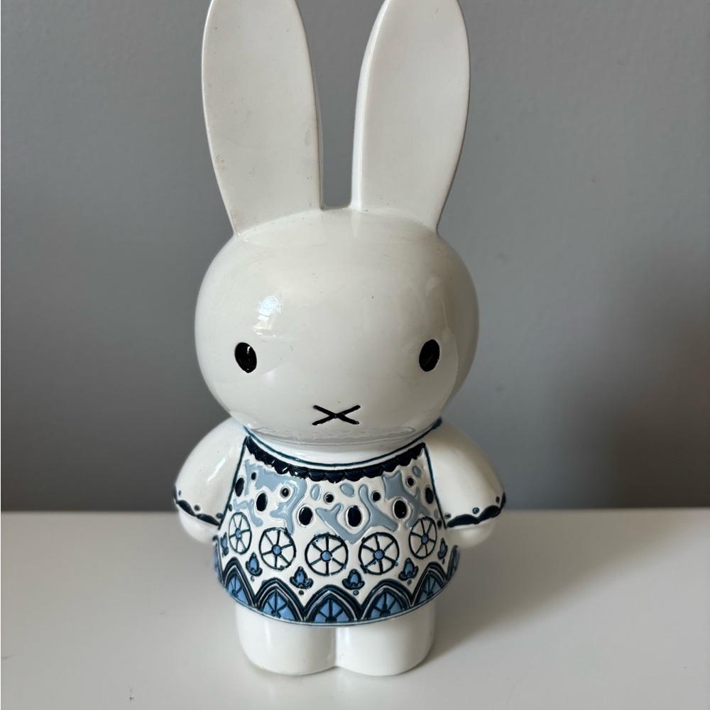 White and Blue Ceramic Miffy Figurine